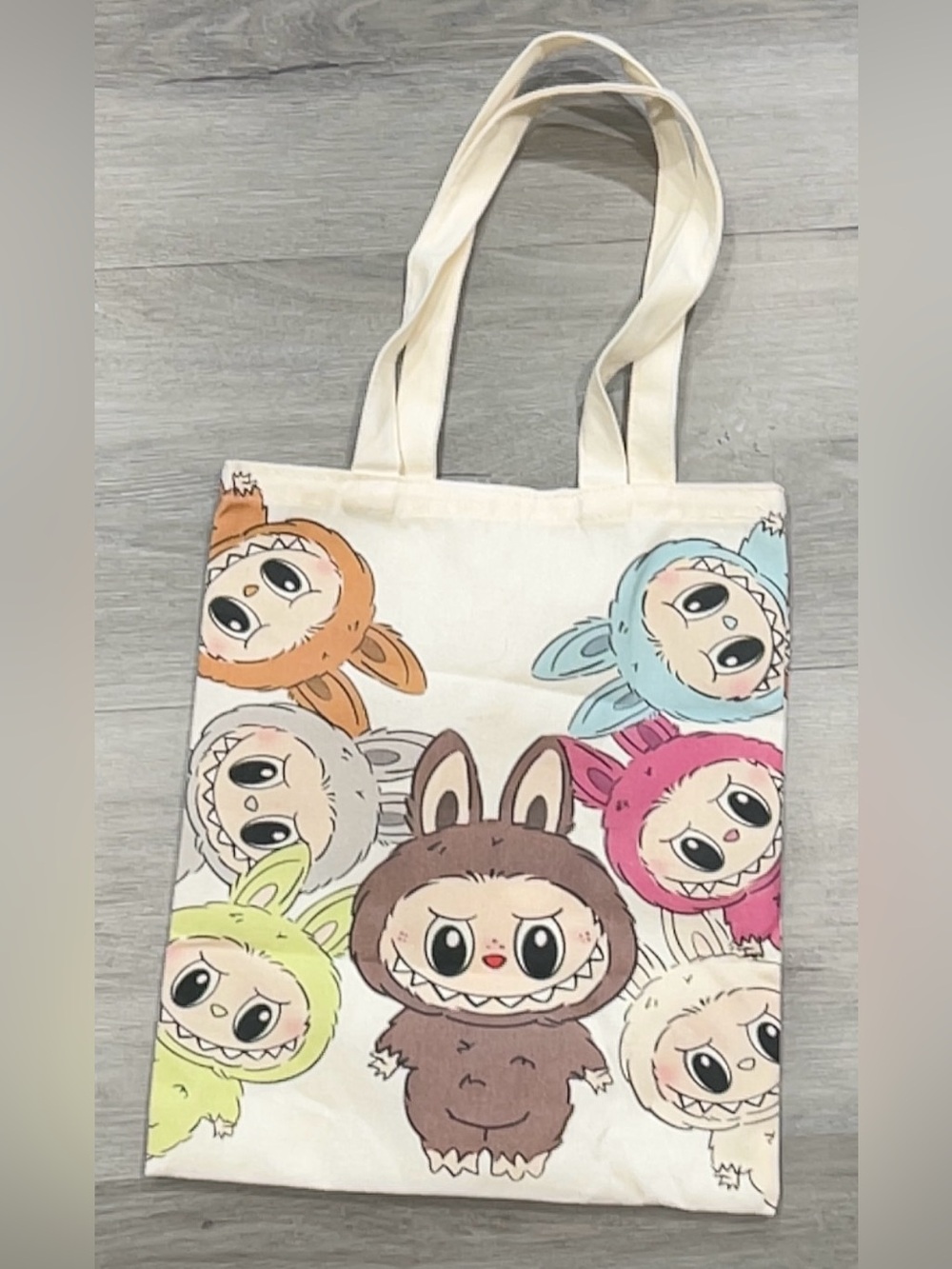 Labubu The Monsters Cute Cartoon Graphic Canvas Tote Bag Reusable Shopping Bag